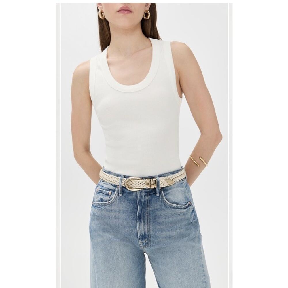 Madewell Woven Triple Metal Keeper Belt Vintage Ivory M/L NEW $88
